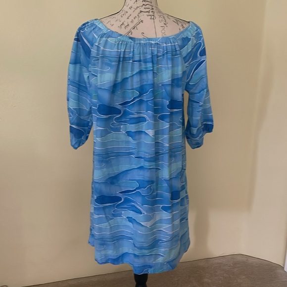 Anthropologie E Blue Wave Mini Dress – Size Large | Boho Chic - Picture 2 of 4